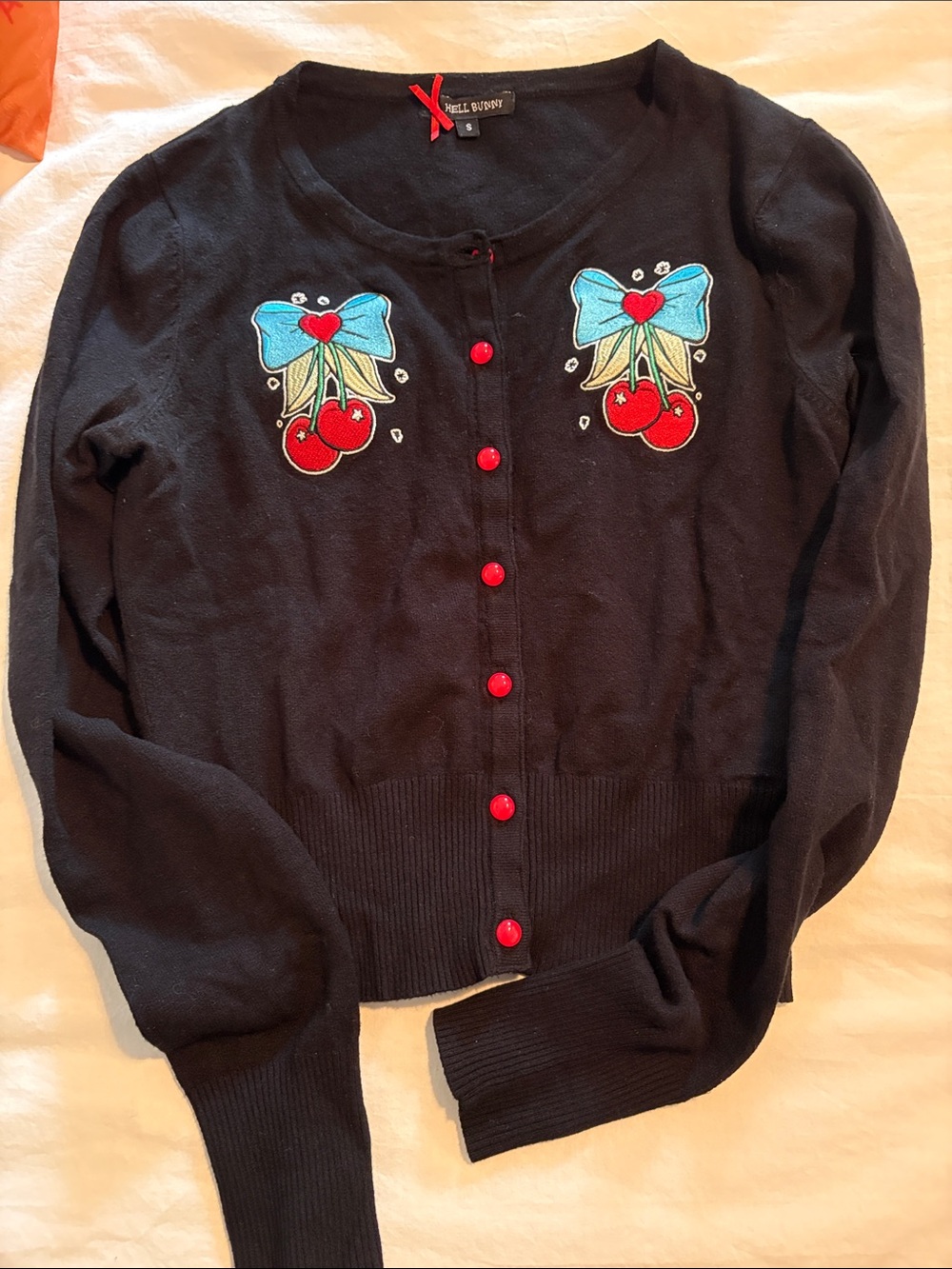 Hell Bunny Black Cherry Embroidered Cardigan pin up style